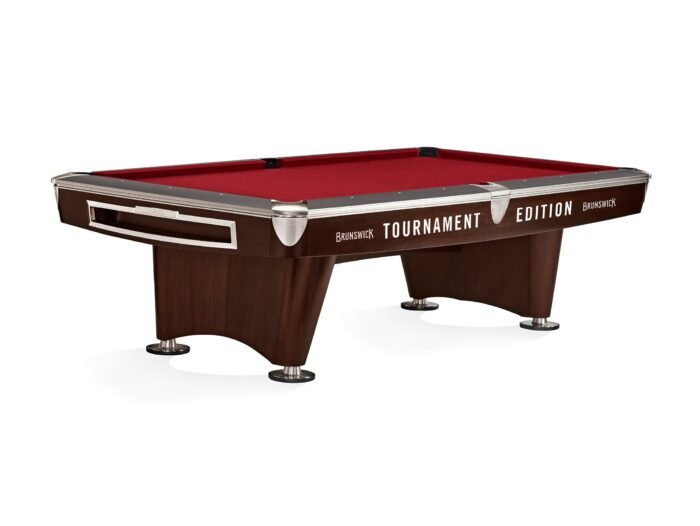 Brunswick Gold Crown VI Tournament Edition 9ft American Pool Table With Drop Pocket - Two Tone Walnut and Espresso - Image 8