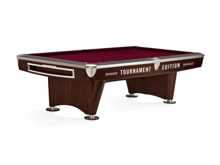 Brunswick Gold Crown VI Tournament Edition 9ft American Pool Table With Drop Pocket - Two Tone Walnut and Espresso - Image 9