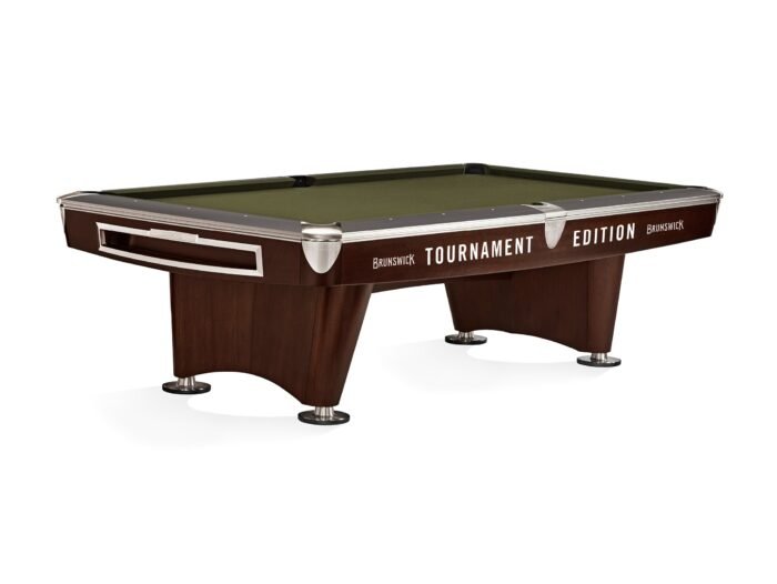 Brunswick Gold Crown VI Tournament Edition 9ft American Pool Table With Drop Pocket - Two Tone Walnut and Espresso - Image 12