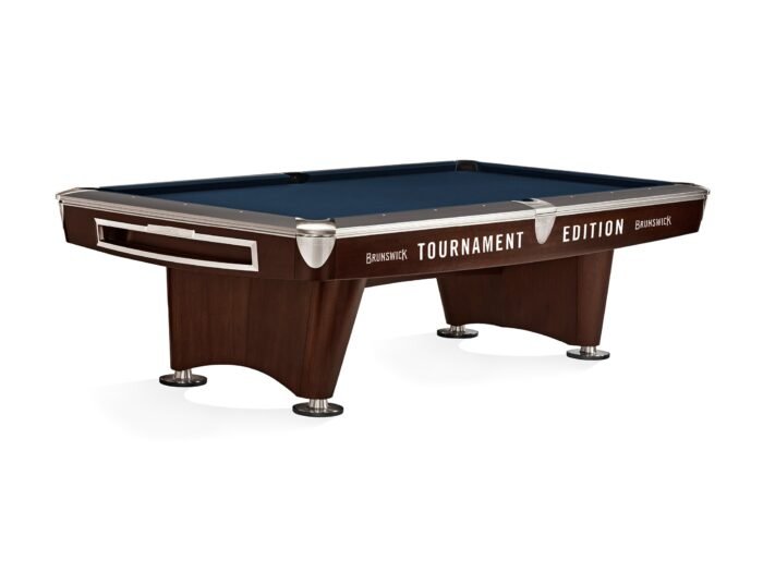 Brunswick Gold Crown VI Tournament Edition 9ft American Pool Table With Drop Pocket - Two Tone Walnut and Espresso - Image 13