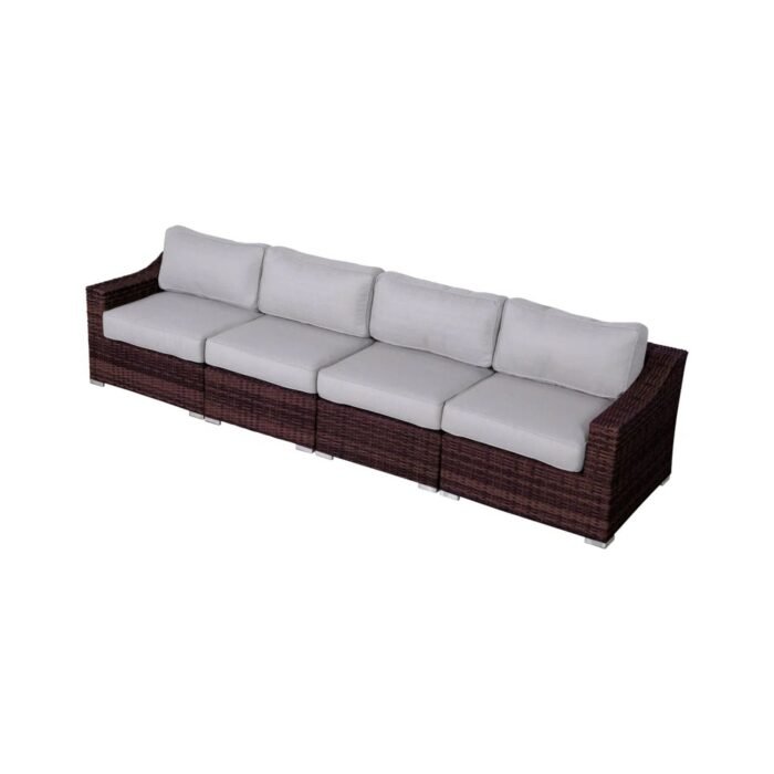 Contemporary Outdoor Rattan Wicker Sectional Seating Group With Cushions - Image 9