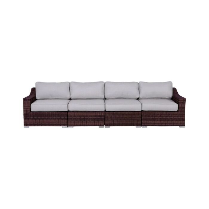 Contemporary Outdoor Rattan Wicker Sectional Seating Group With Cushions - Image 2