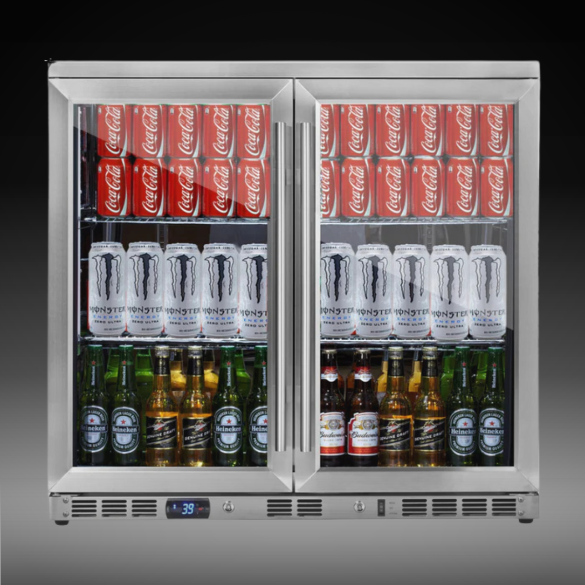 36_inch 36-Inch Heated Glass Dual Door Built In Beverage Fridge - Image 1
