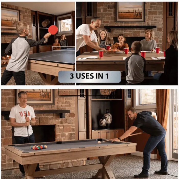 Freetime Fun Rockford 7' Rustic Oak Multi-Game Table - Image 2