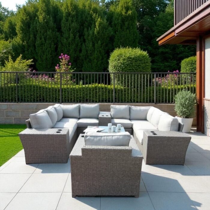 Outdoor Wicker Sectional With Weather Resistant Cushions And Table - Image 17