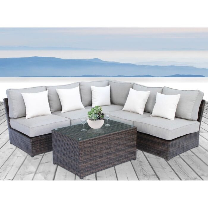 Modular 4 Person Outdoor Seating Group With Cushions - Espresso - Image 3