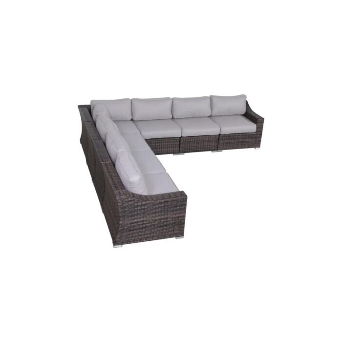 Contemporary Outdoor Rattan Wicker Sectional Seating Group With Cushions - Image 4
