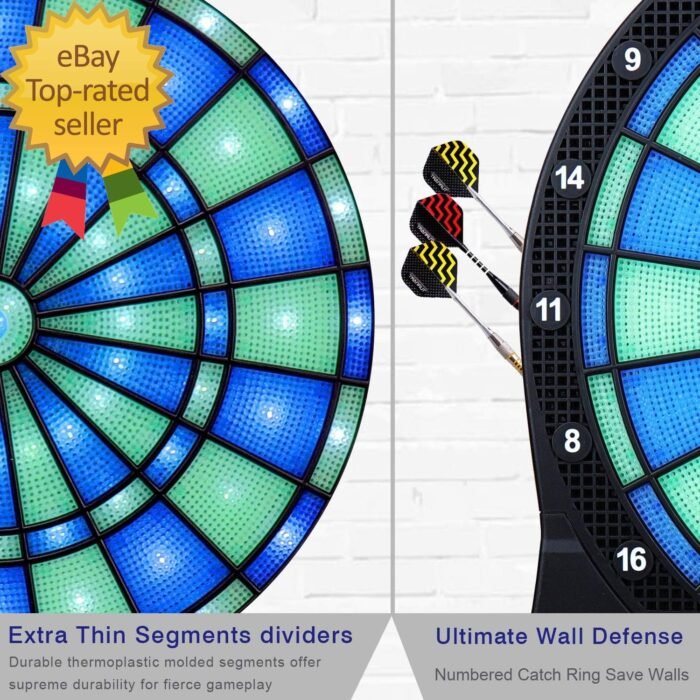 Electronic Dart Board,13 Inch Illuminated Segments Light Based Games Electric Da - Image 4