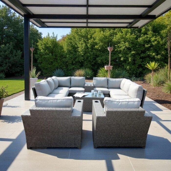 Outdoor Wicker Sectional With Weather Resistant Cushions And Table - Image 18