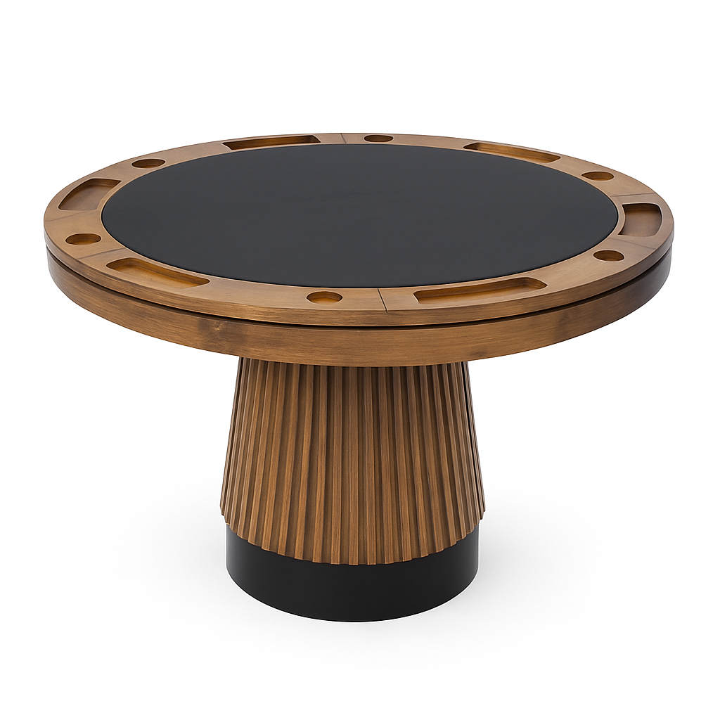 48_PokerTablePlayingSurface-Walnut_Black PROHIBITION SERIES 48" 2 IN 1 POKER TABLE - Image 1