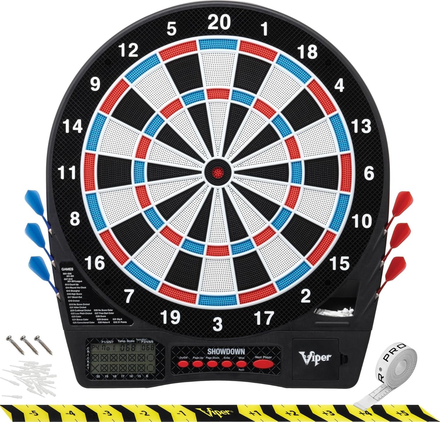 48ea35636e95359de7bb3e7f5356b43d Showdown Electronic Dartboard Sport Size over 30 Games with 590 Options Automati - Image 1