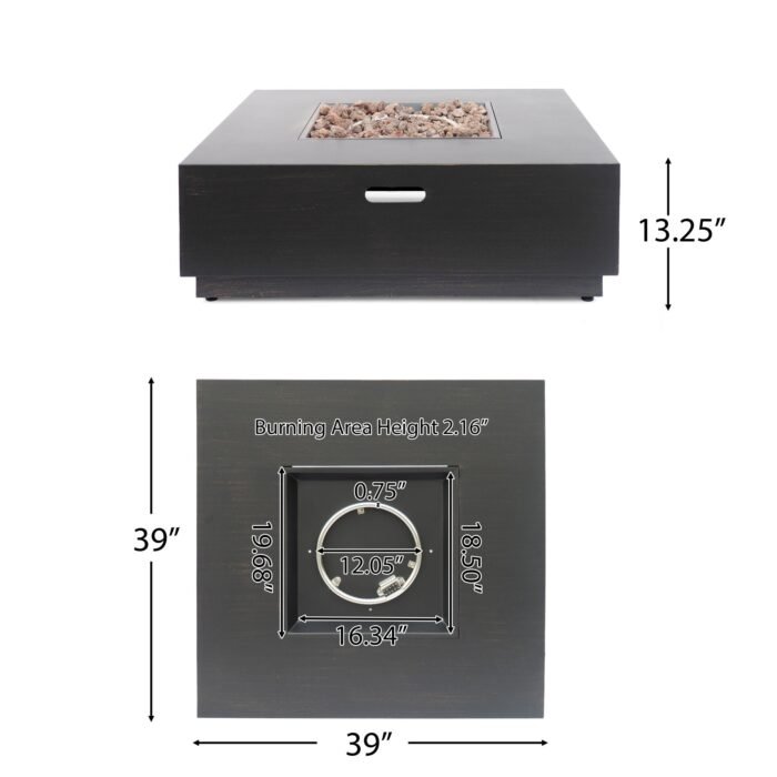 Modern Square Fire Pit With 50, 000 Btu - Image 6