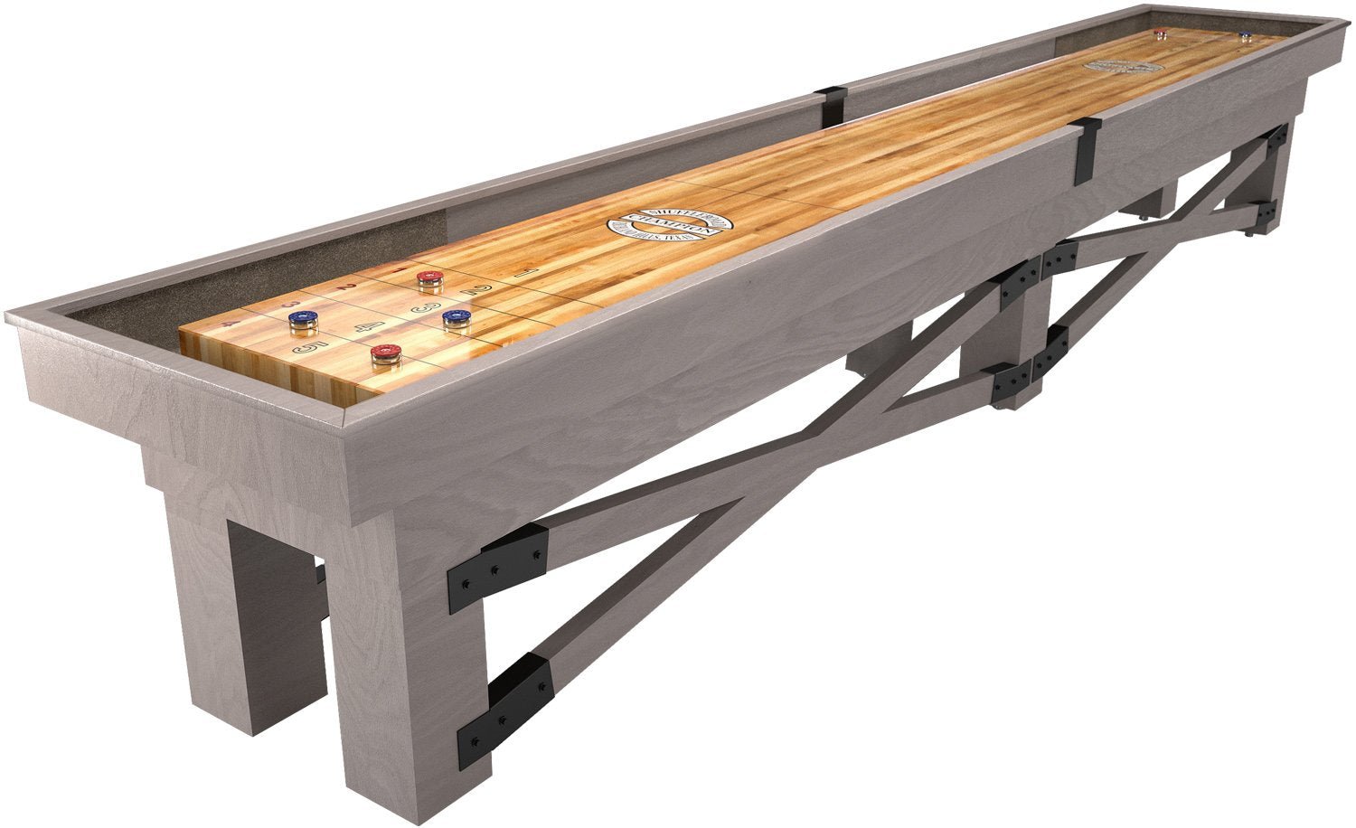 5572_rustic-shuffleboard-table_245650b2-1fef-4dd8-8843-3d93b0f03a67 Champion Rustic 9' Shuffleboard Table - Image 1