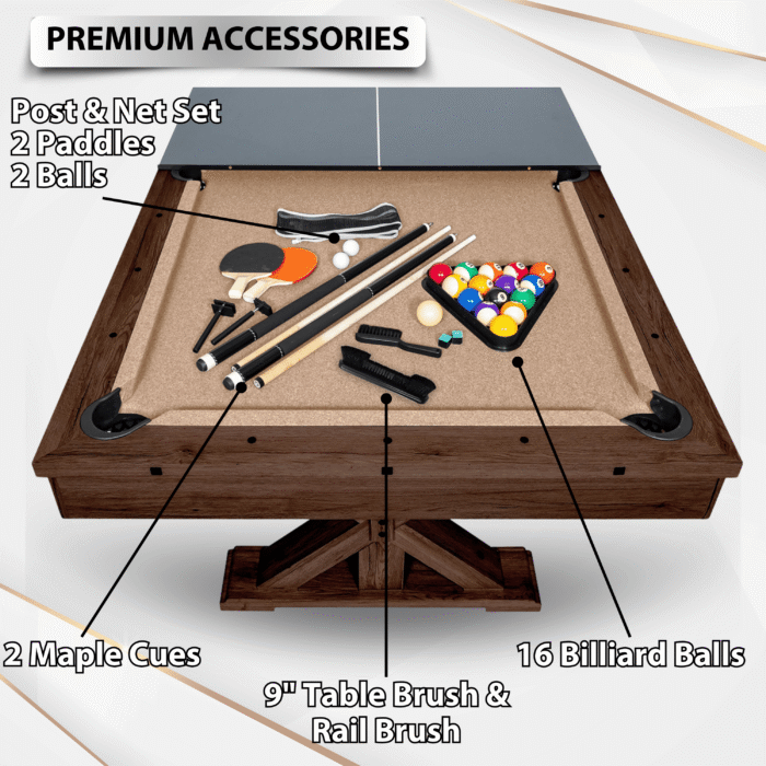 Espresso 7Ft 3 in 1 Multi Game Pool Table with Dining and Table Tennis Tops - RB4050A - Image 3