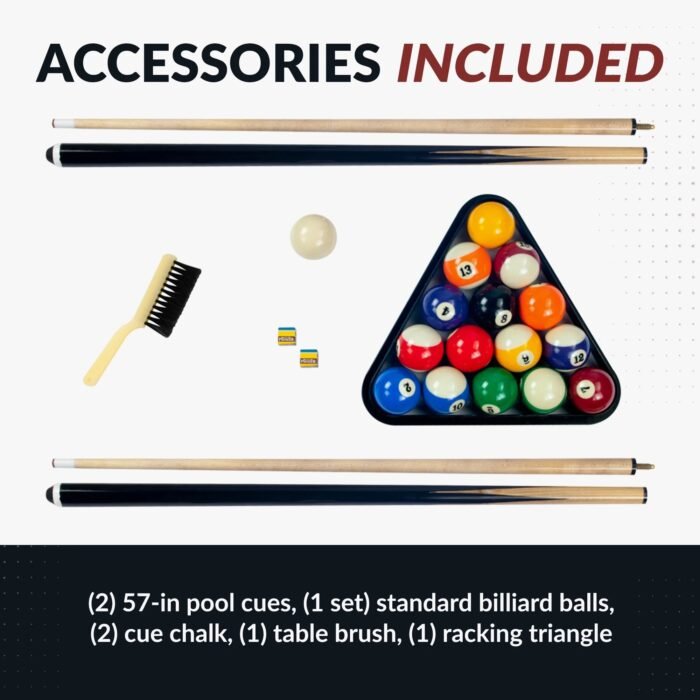 Hustler 7-Foot Pool Table with Blue Felt, Internal Ball Return System, Easy Assembly, Pool Cues and Chalk - Image 6