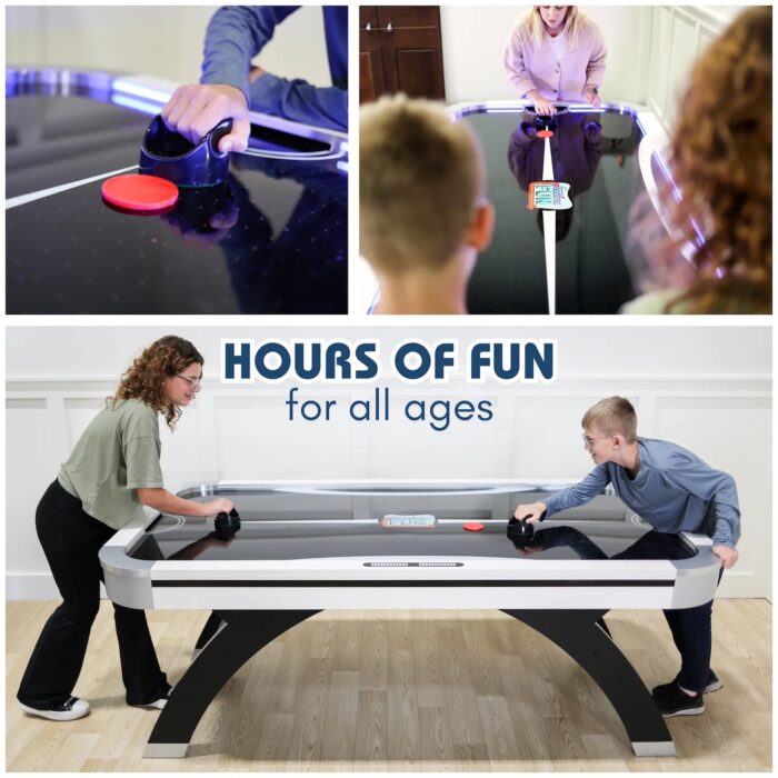 Air Hockey Table 7 Ft Game Table for Adults Light up - Full Size Arcade Air Powered Indoor LED Hockey Table for Game Room W/ Modern Design, Pucks, Paddles - SKU RA1000 - Image 4