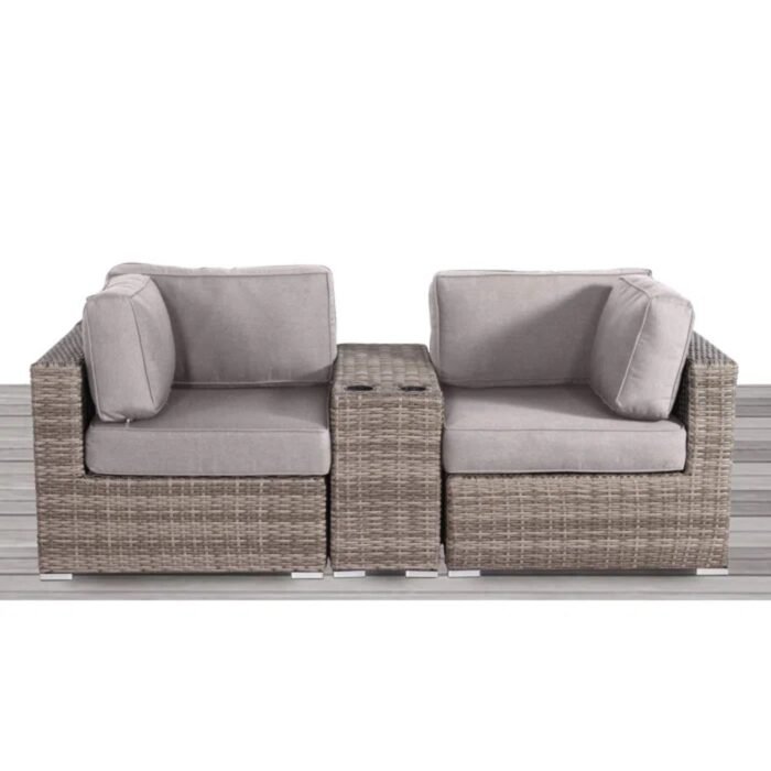 Handcrafted Outdoor Loveseat With Wicker Seating - Image 8