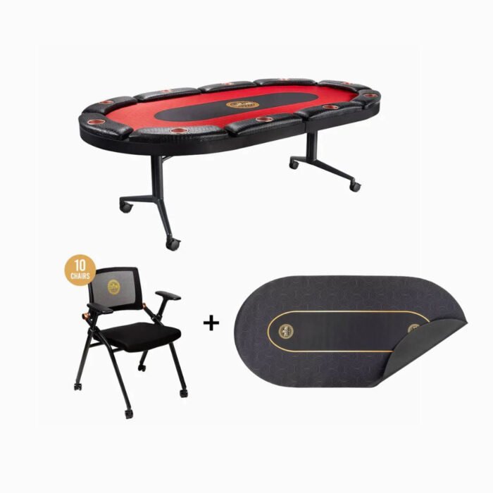 10 Player Poker Table + 10 Chairs + 1 Extra Mat - Image 19