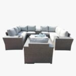 Outdoor Wicker Sectional With Weather Resistant Cushions And Table - Image 9