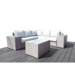 Outdoor Wicker Sectional With Weather Resistant Cushions And Table - Image 3