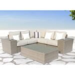 Outdoor Wicker Sectional With Weather Resistant Cushions And Table - Image 21
