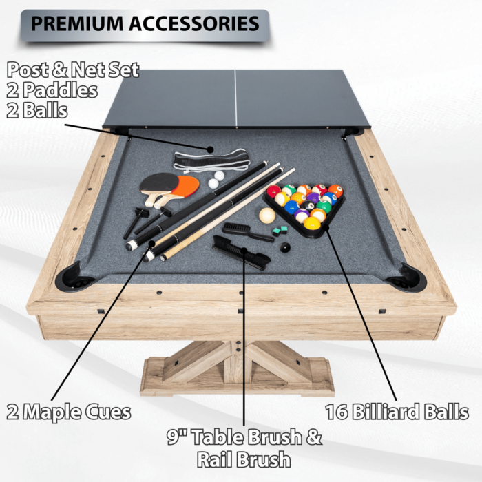 Freetime Fun The Rockford 7' Multi-Game Table in Rustic Oak with Grey Felt - Image 3