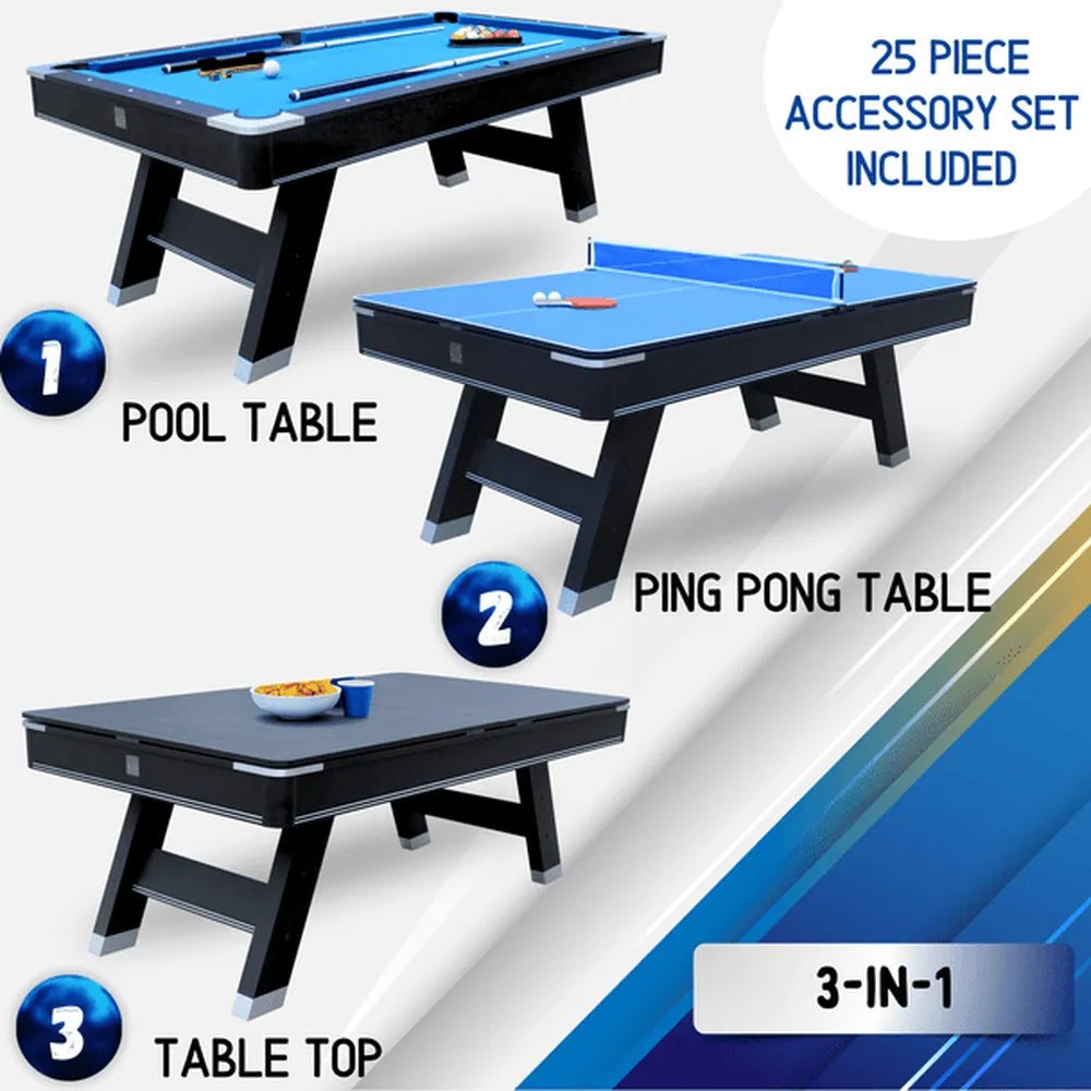 Freetime Fun Sports 7-foot multi-game pool dining table with reversible top and stainless accent trim