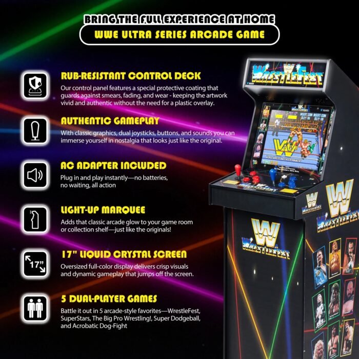 Arcade Classics WWE Ultra Series Game Machine with 17" Liquid Crystal Screen & 5 Games - Image 3