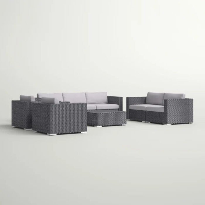 7 Person Outdoor Seating Group With Cushions - Gray / Silver - Image 2