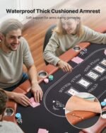 Foldable Poker Table, 8 Player 72 in Folding Casino Leisure Table with Padded Rails and Cup Holders, Oval Portable Game Tables with Felt & Metal Legs, for Texas Holdeem Game and Blackjack - Image 4