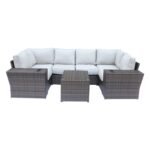 Outdoor Wicker Sectional With Weather Resistant Cushions And Table - Image 6