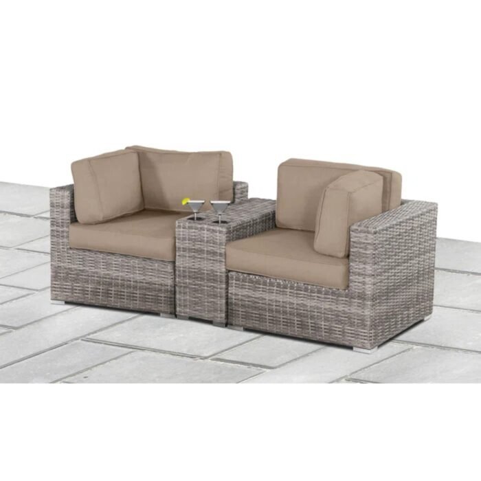 Handcrafted Outdoor Loveseat With Wicker Seating - Image 3