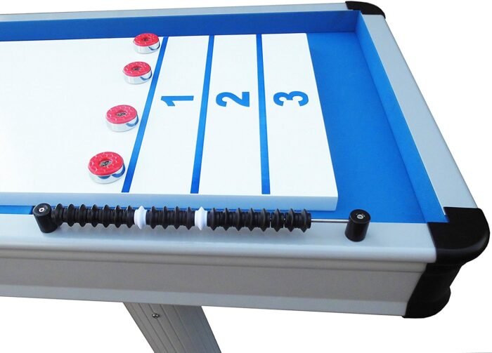 Playcraft Extera 9' Outdoor Shuffleboard Table in Silver w/20" Playfield - Image 4