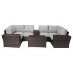 Wicker Outdoor Sectional With Weather Resistant Cushions And Table - Image 2