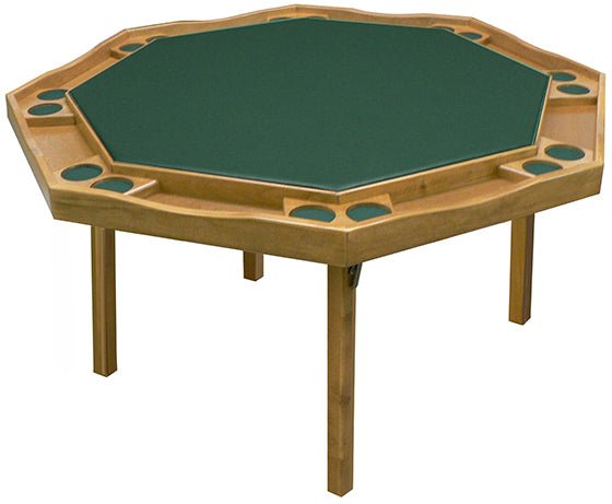 Kestell 8-Player Period Style Poker Table with green cloth and cup holders on each side.