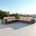 Elegant Outdoor Rattan Wicker 6 Person Seating Group With Cushions - Image 7
