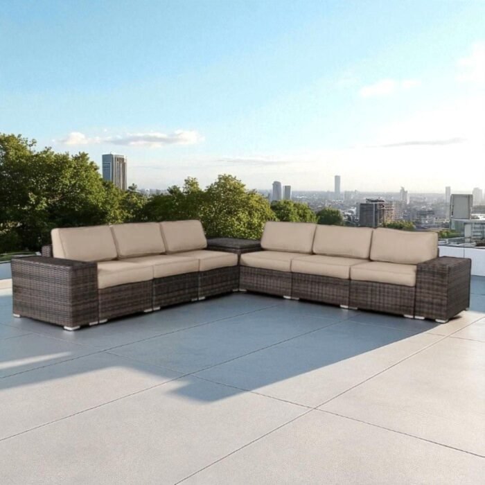 Elegant Outdoor Rattan Wicker 6 Person Seating Group With Cushions - Image 7