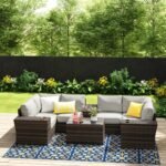 Wicker Outdoor Sectional With Weather Resistant Cushions And Table - Image 5