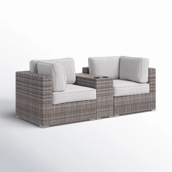 Handcrafted Outdoor Loveseat With Wicker Seating - Image 9