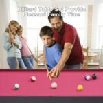 e 48In Pool Billiard Game Table W/2 Cue Sticks, 16 Balls, Triangle, Chalk Foldable Pool Table for Kids Family (Red) - Image 2