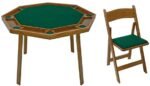 Kestell 8-Player Oak Compact Folding Poker Table - Image 2
