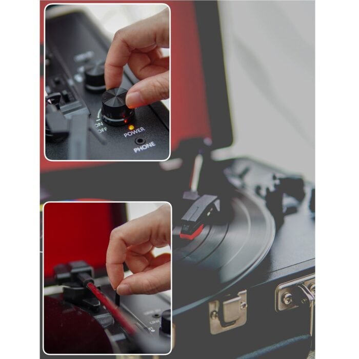 Curiosity III Suitcase Bluetooth Turntable - Black Red - Image 7
