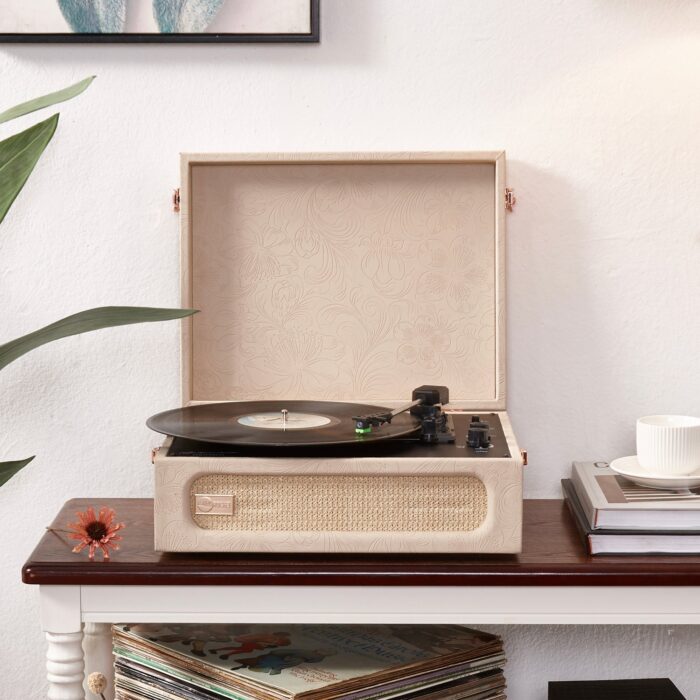 Coryphaeus Flora Engraved Bluetooth Portable Record Player - Image 7