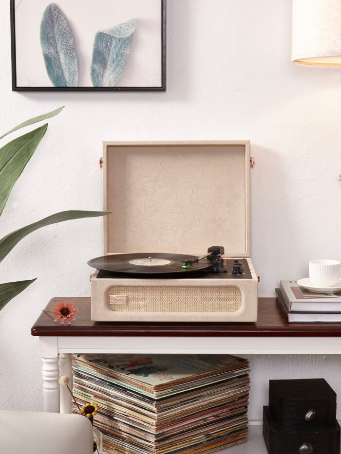 Coryphaeus Flora Engraved Bluetooth Portable Record Player - Image 4