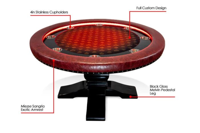BBO Ginza Round – LED Poker Table for 8 with Dining Option - Image 5