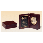 Hand Rubbed Mahogany Finish Book Clock w/Gold Spun Dial - Personalized