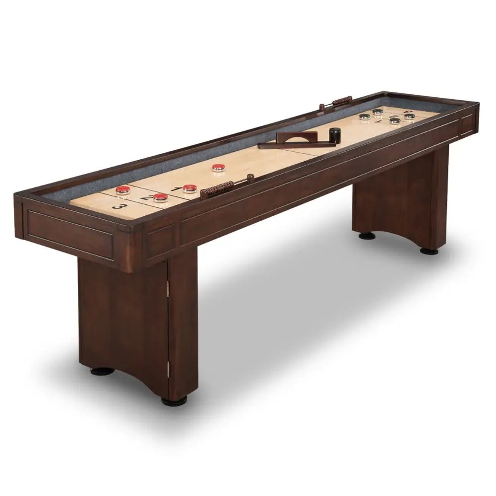 BG1209_H1 Hathaway Austin 9-ft Shuffleboard Table – Mahogany - Image 1