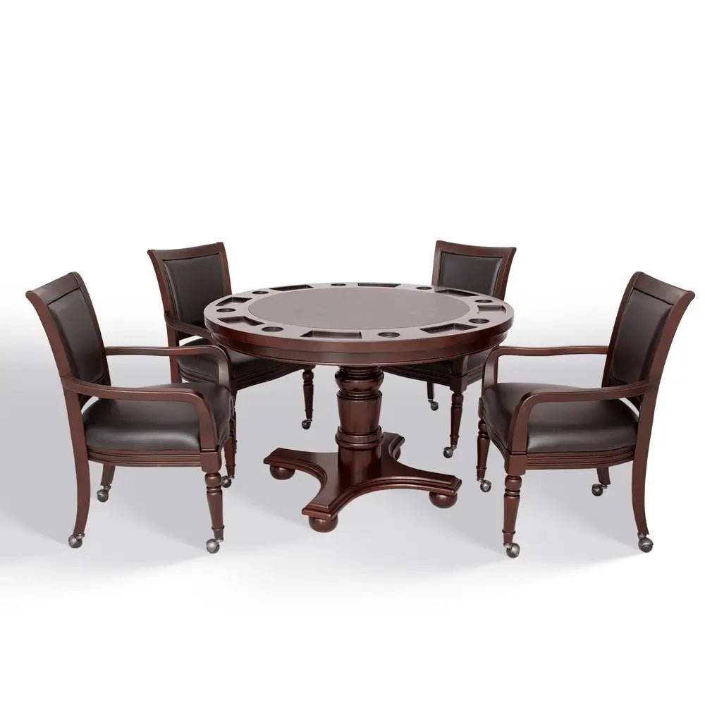 BG2348W_H1 Hathaway Bridgeport Poker Dining Table Set – Walnut Finish - Image 1