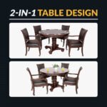 Hathaway Bridgeport Poker Dining Table Set – Walnut Finish - Image 6