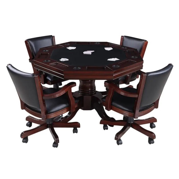Kingston Walnut 3-in-1 Poker Table Set with 4 Chairs - Image 8